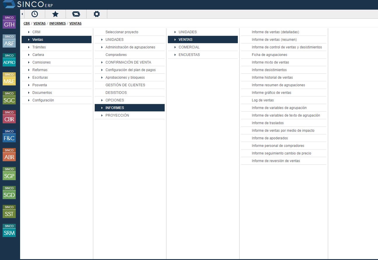 screenshot of SINCO CBR